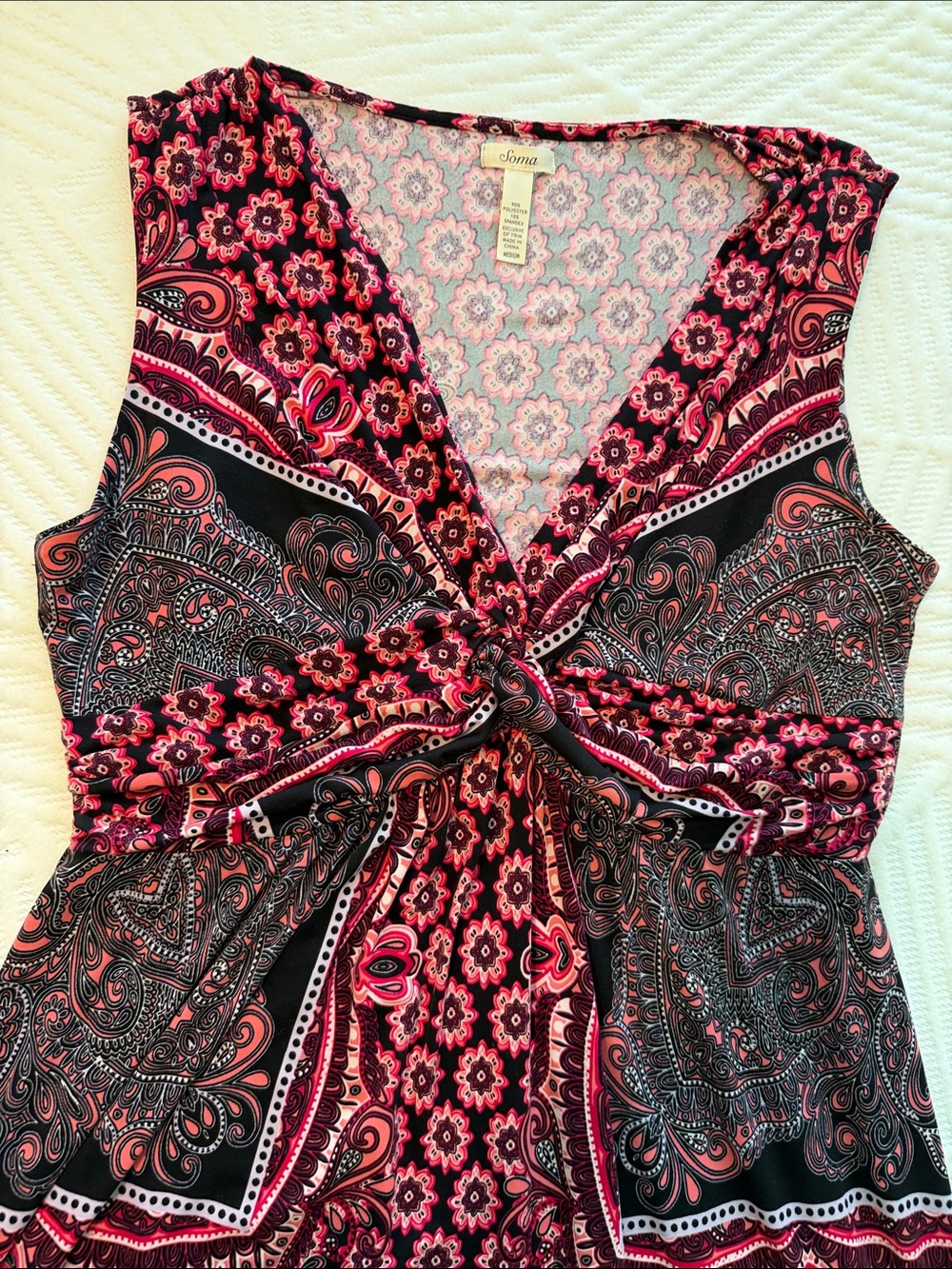 Soma Black and Pink Paisley V-Neck Maxi Dress - Picture 7 of 8